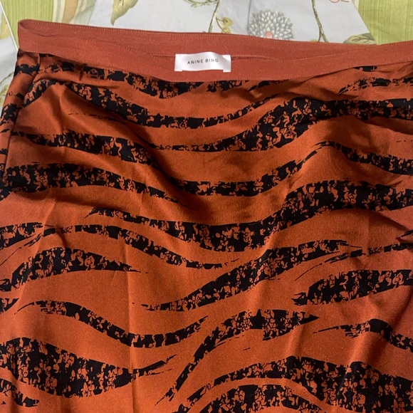 Anine Bing Silk Rust Zebra Skirt - Picture 3 of 8